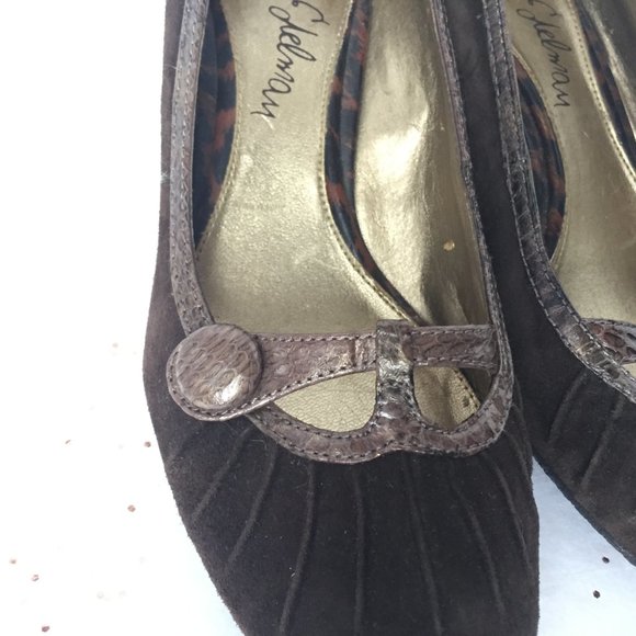 Sam Edelman Brown Suede Ruched Pump Button - 7.5 - Picture 8 of 8